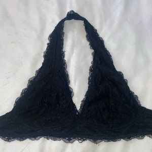 Black lace halter bralette